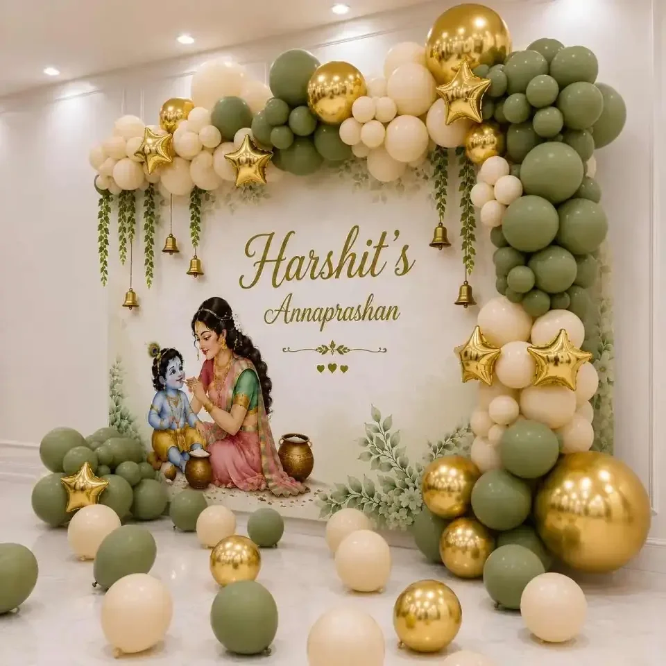 Elegant Traditional Annaprashan Balloon Decoration Setup