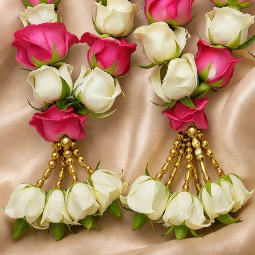 Dark Pink & White Rose Wedding Garland Varmala