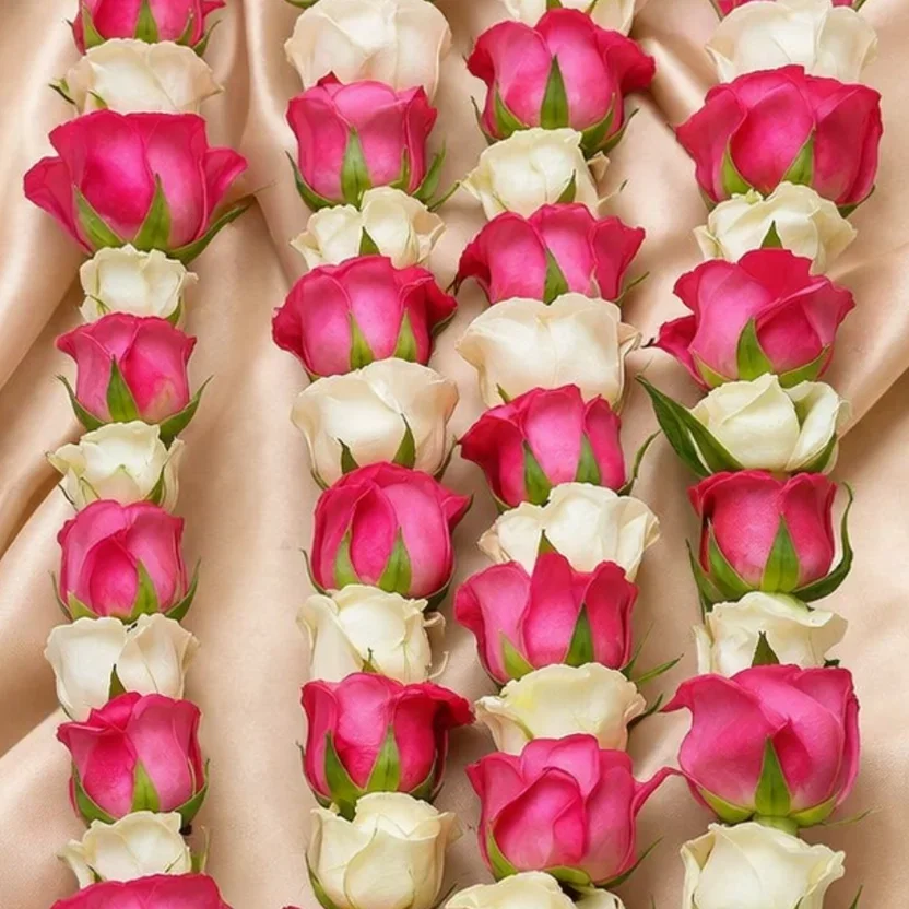 Dark Pink & White Rose Wedding Garland Varmala