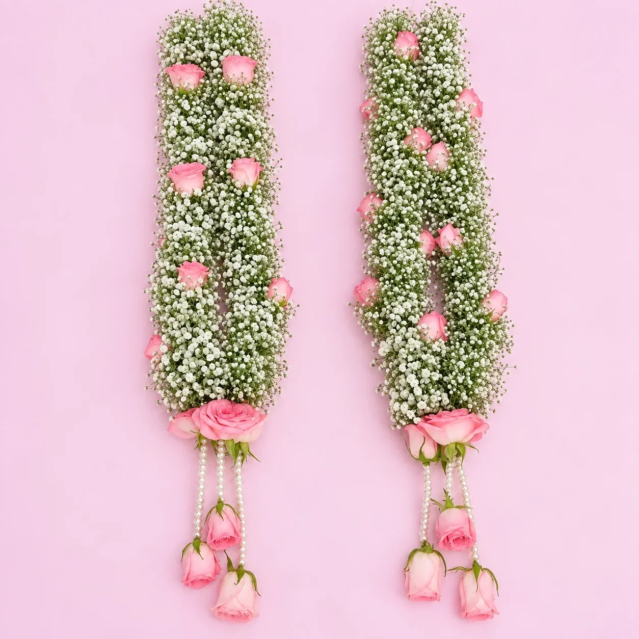 Baby Pink Rose & Baby’s Breath Jaimala Set Varmala