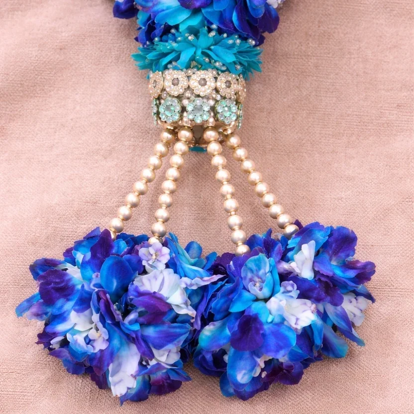 Fresh Blue Orchid Wedding Garland Varmala