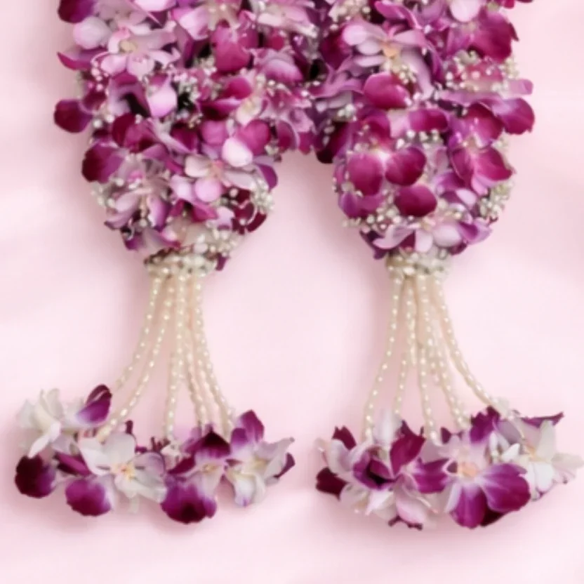 Purple Orchid Baby's Breath Jaimala Garland Varmala