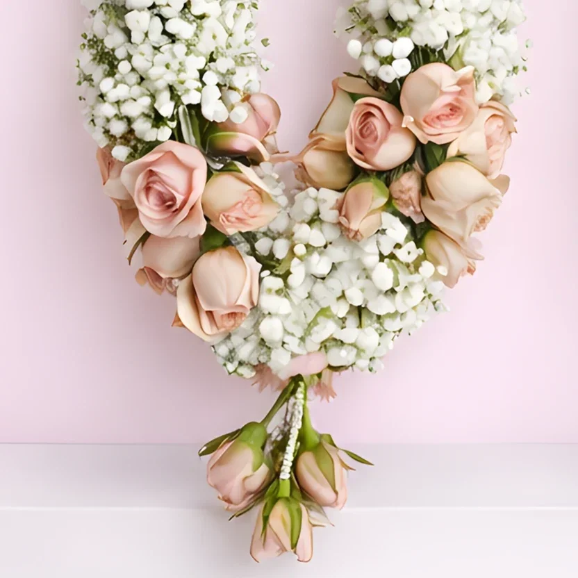 Baby Breath & Light Pink Rose Haar (Garland) Varmala