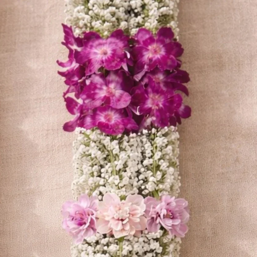 Purple Orchid & Baby's Breath Shaded Carnation Garland Varmala