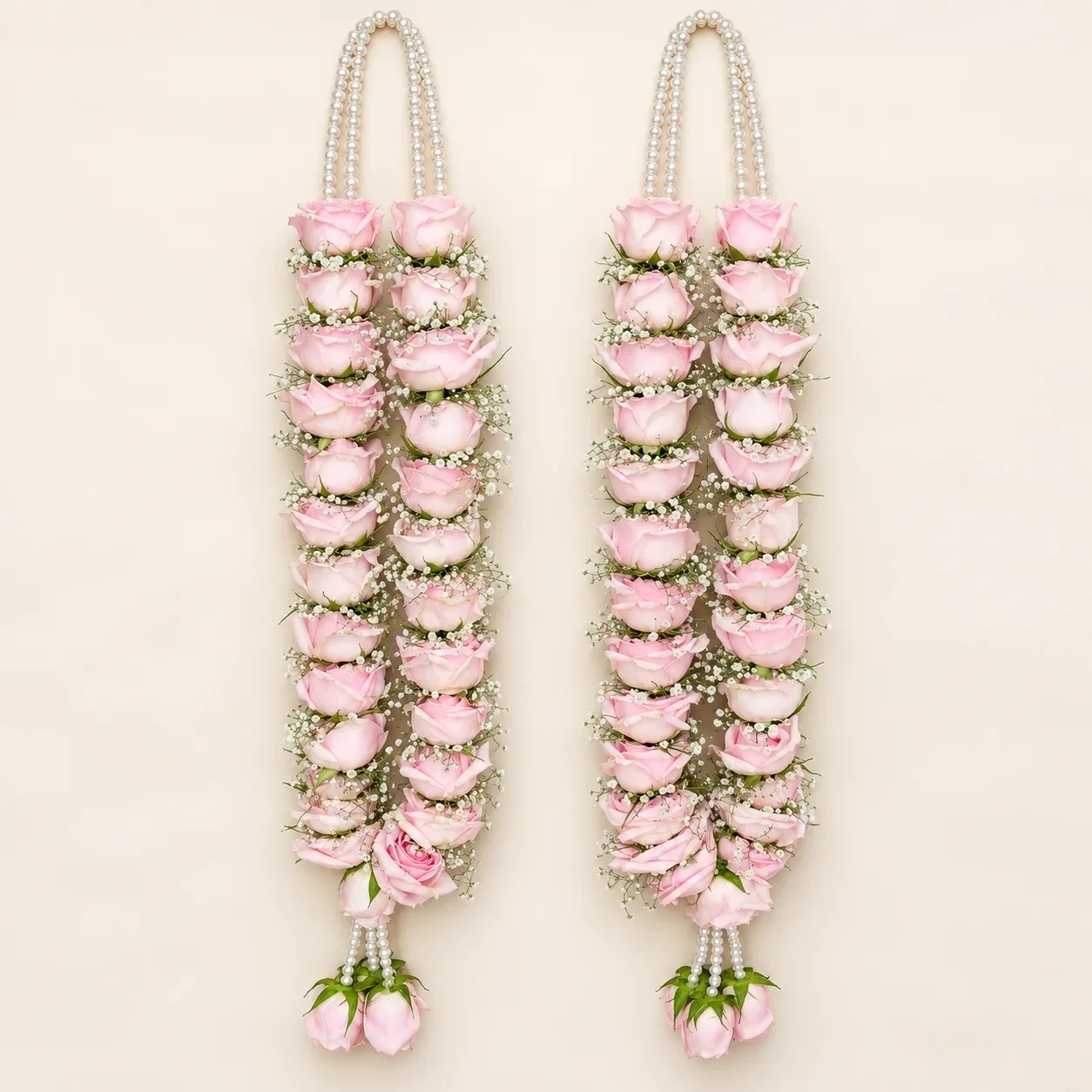 Sweet Pink Rose Jaimala Pair Set