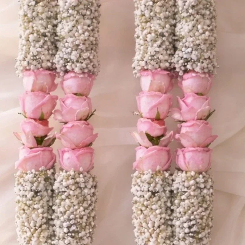 Pink Rose Bud & Baby's Breath Garland Varmala