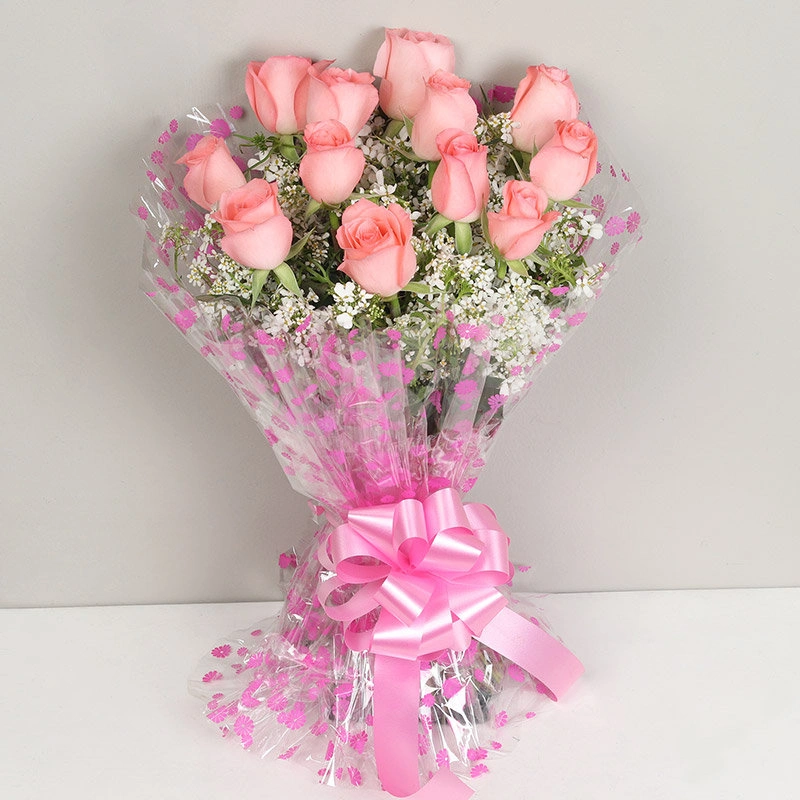 Dozen Pink Roses Flowers  Bouquet 
