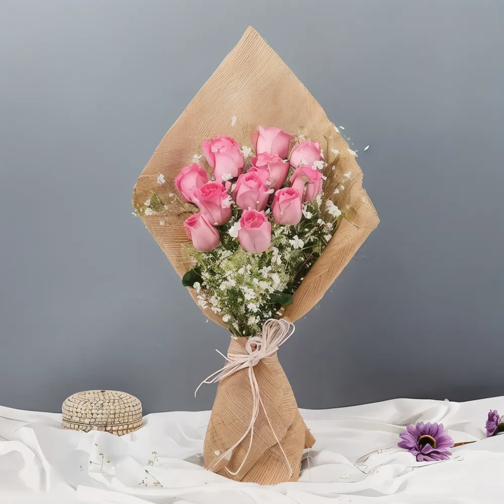 Aesthetic Pink Rose Flower  Bouquet 