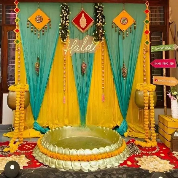 Haldi Ceremony Outdoor Sundar Sajavat Setup 