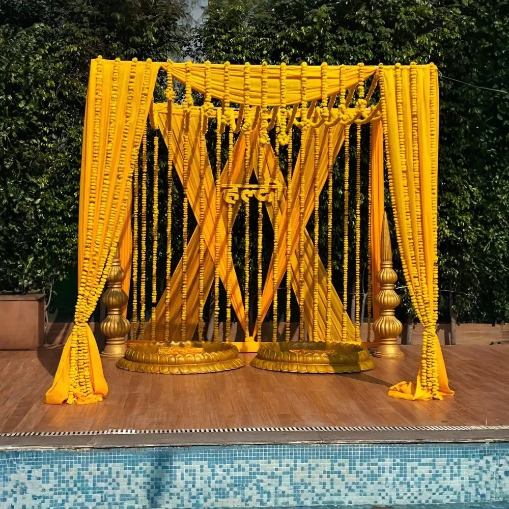 Yellow Vibes Only Haldi  Sundar Sajavat Setup 
