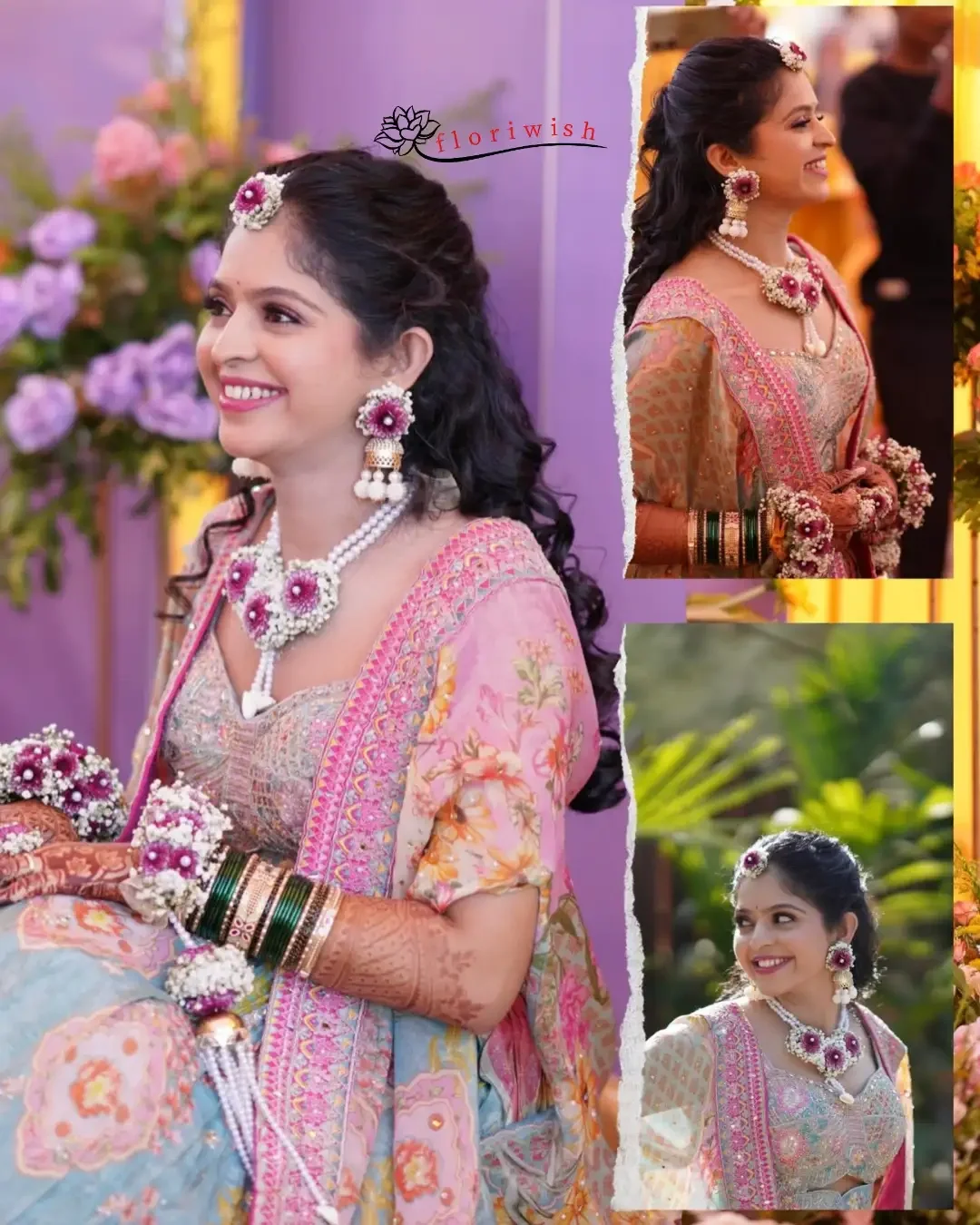 Haldi Flower Jewelry Maroon & White Flowers